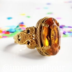 Vintage West Germany Amber Glass Ring